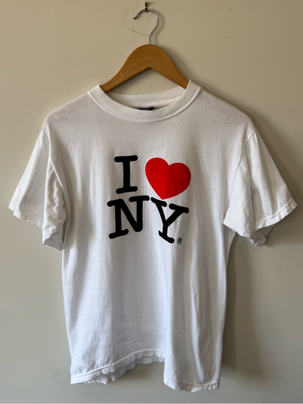 I Love NY Graphic Tee, White Cotton Tee, Size Small